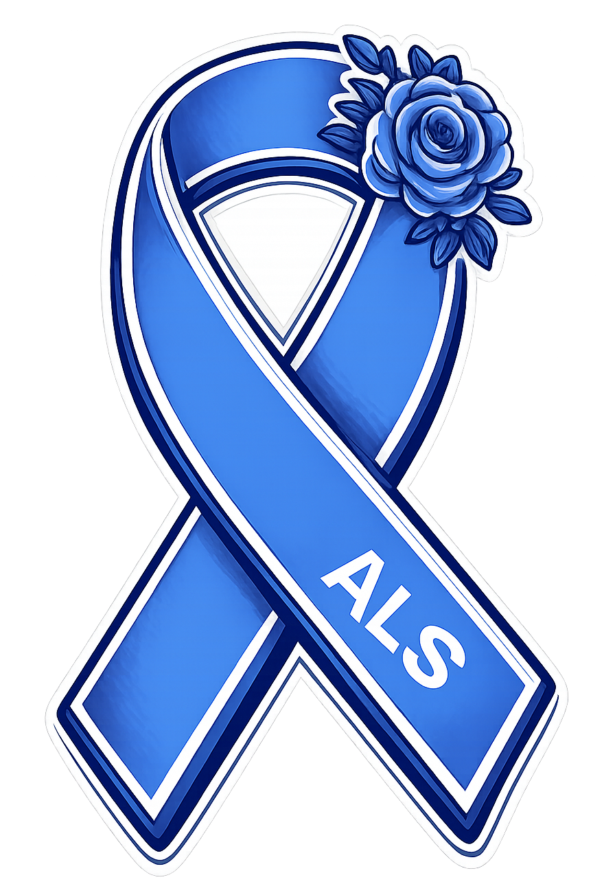 ALS awareness blue ribbon